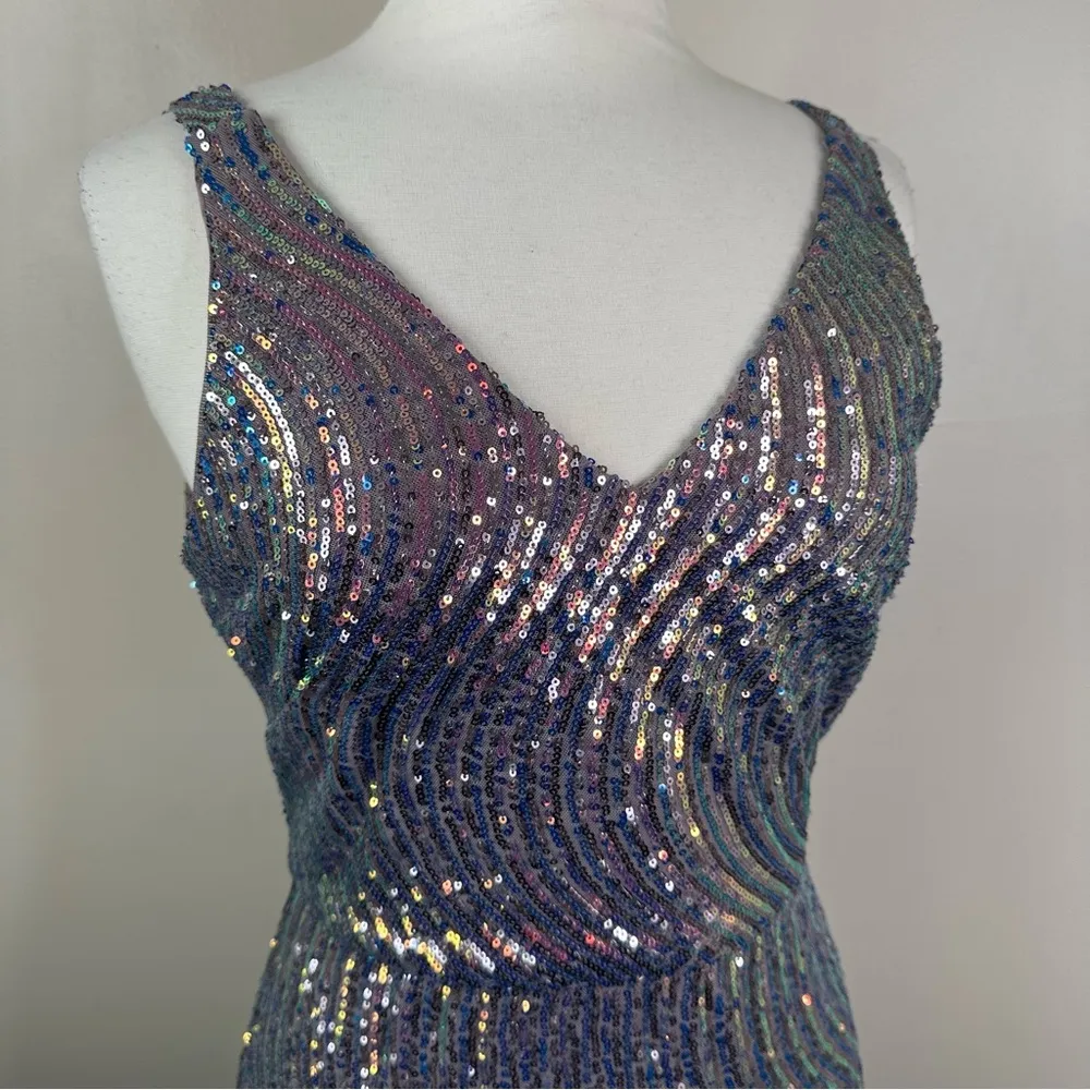 Nightway Dress Womens 12 All Over Sequins Floor Length Formal Gown - Image 4