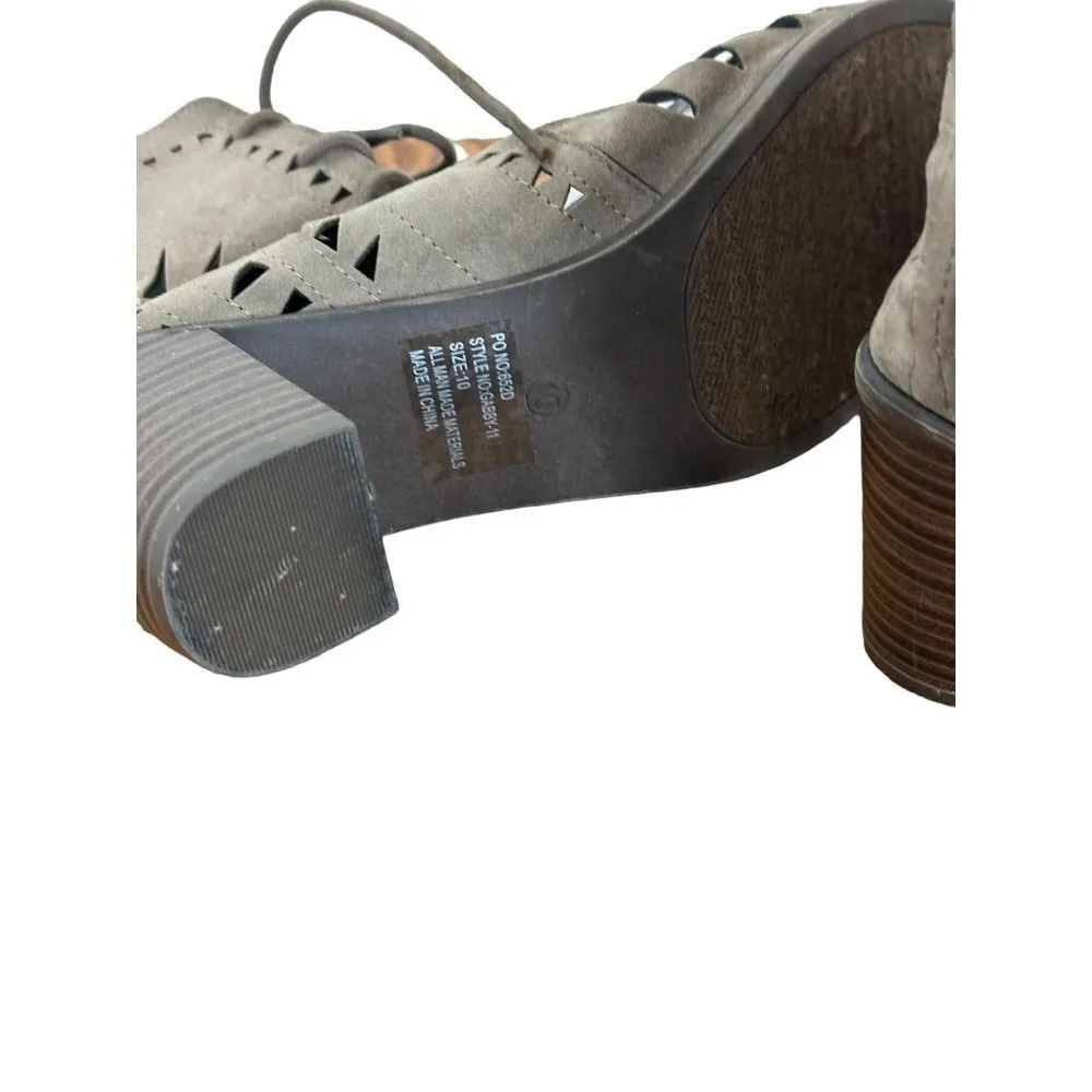 Women’s Breckelle's Gabby 11 Laser Cut Stack Lace Up Heels Beige Size 10 Sk2688 - Image 13