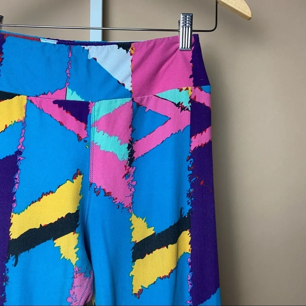 Lularoe 80's Abstract Funky Triangle Bright Leggings One Size Art To Wear - Image 5