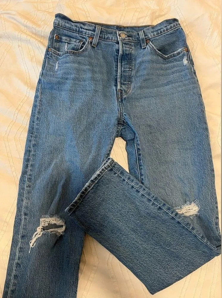 RIBCAGE STRAIGHT ANKLE WOMEN'S JEANS Samba Done - Light Wash size 29 - Image 4