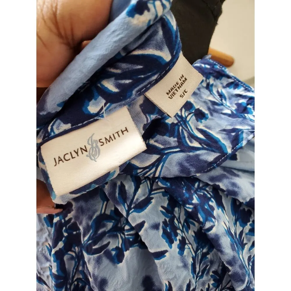 Jaclyn Smith Women Blue Polyester Long Sleeve Collared Button Down Shirt Size S - Image 8