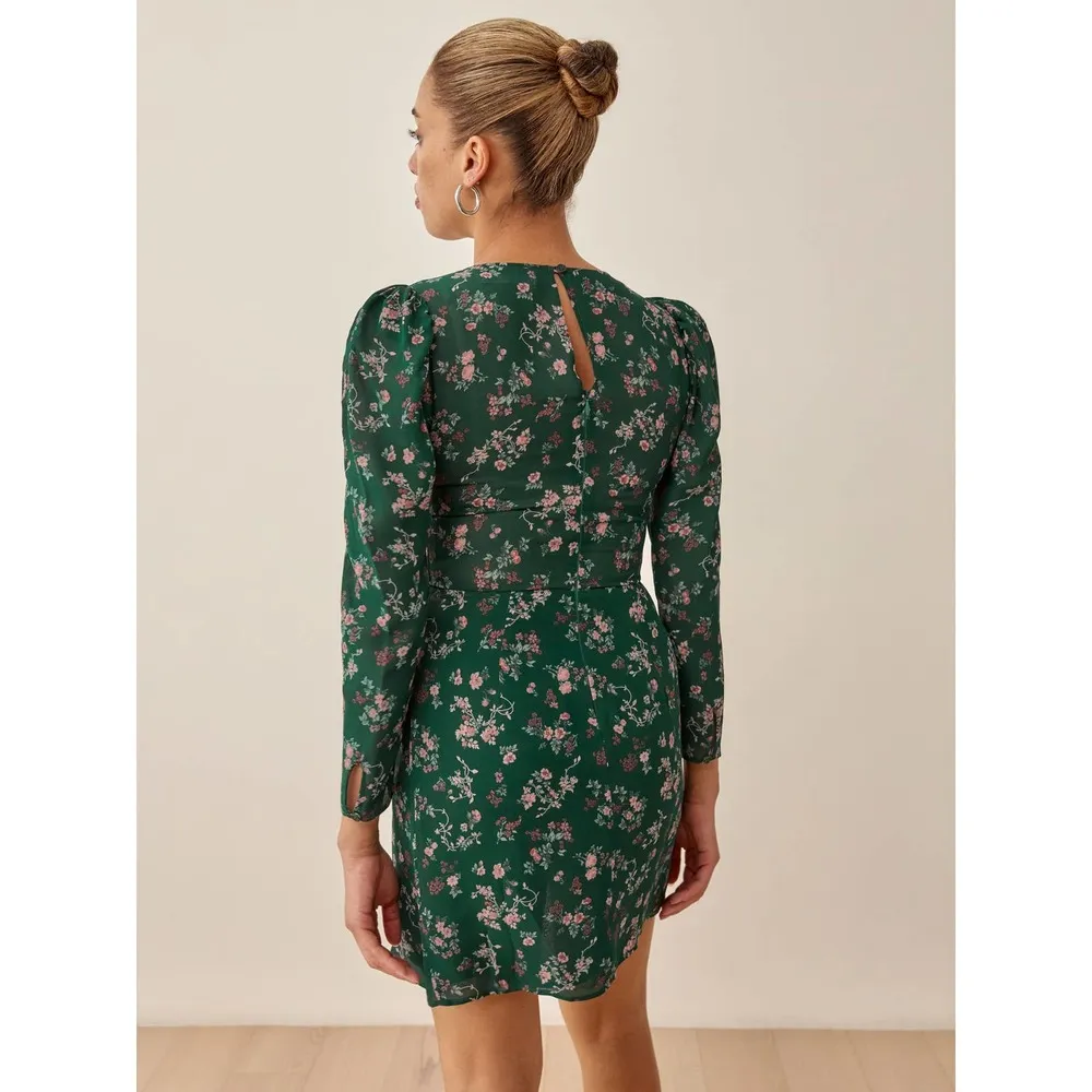 Reformation Juni Emilia Green Floral Print Long Sleeve Mini Dress Size 10 NWT - Image 57