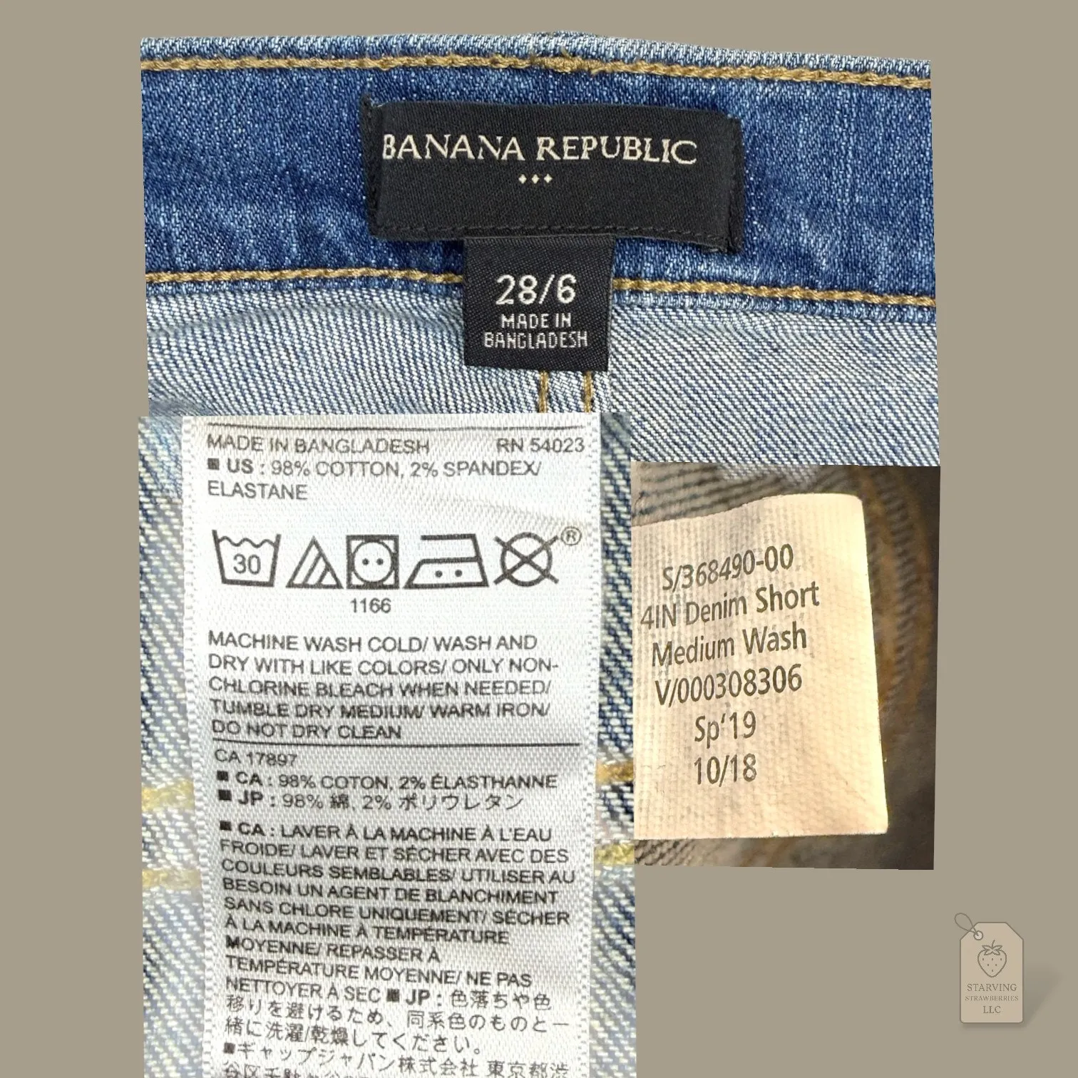 Banana Republic 4" Denim Shorts Women’s Size 28/6 Medium Wash Stretch Blue - Image 3