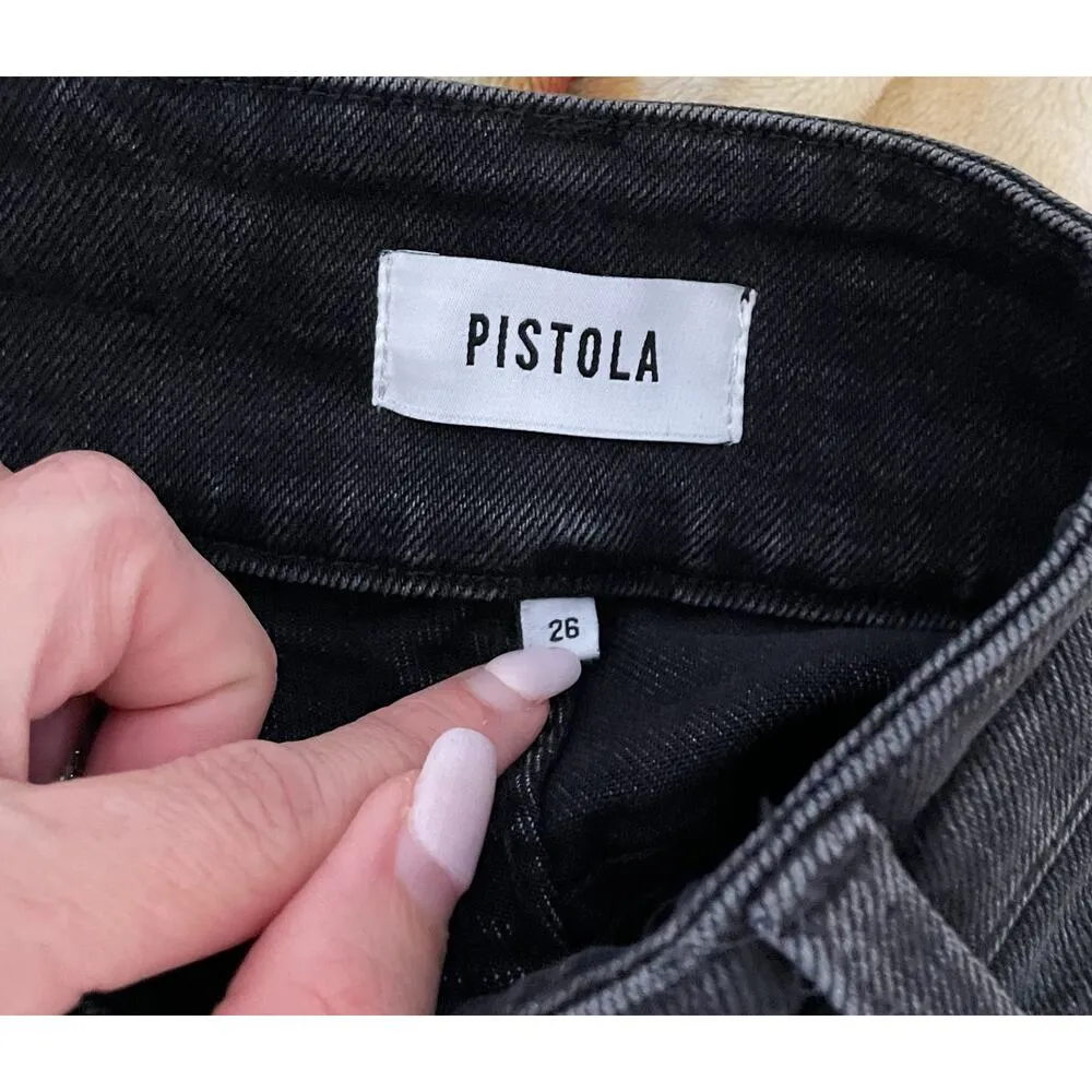 Pistola x Revolve Skinny High Rise Raw Hem Denim Jeans Black Gray Size 26 NEW - Image 8