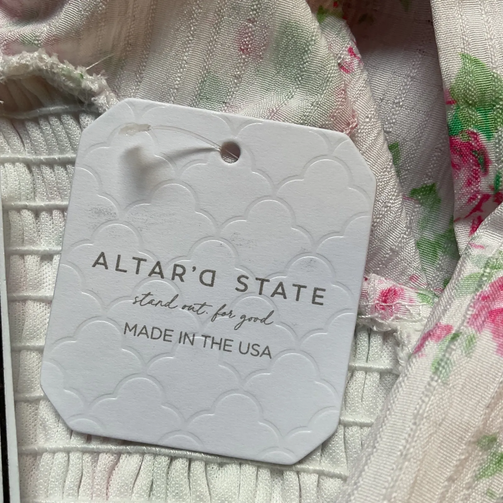 Altar'd State Raquel Mini Dress Size Medium White Pink Cottagecore Floral NWT‎ - Image 9