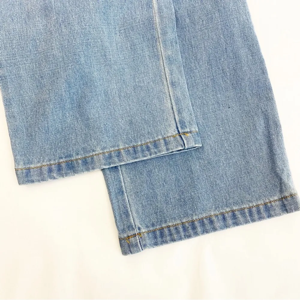 Denim Faux Wrap Surplice Straight Leg Jean Jumpsuit Overalls: Light Wash - Image 7