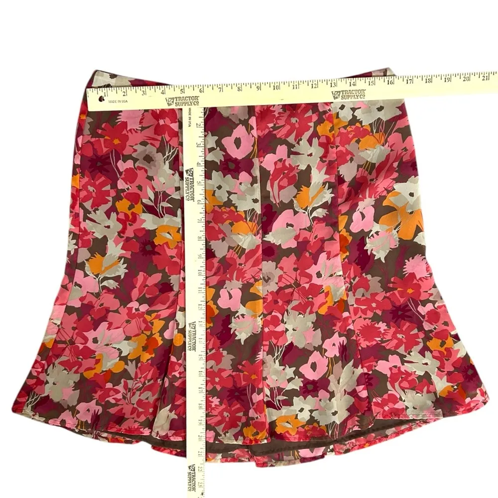 Vintage Old Navy Womens Skirt Lined Pink Maroon Floral A Line Spring Summer Sz 8 - Image 3