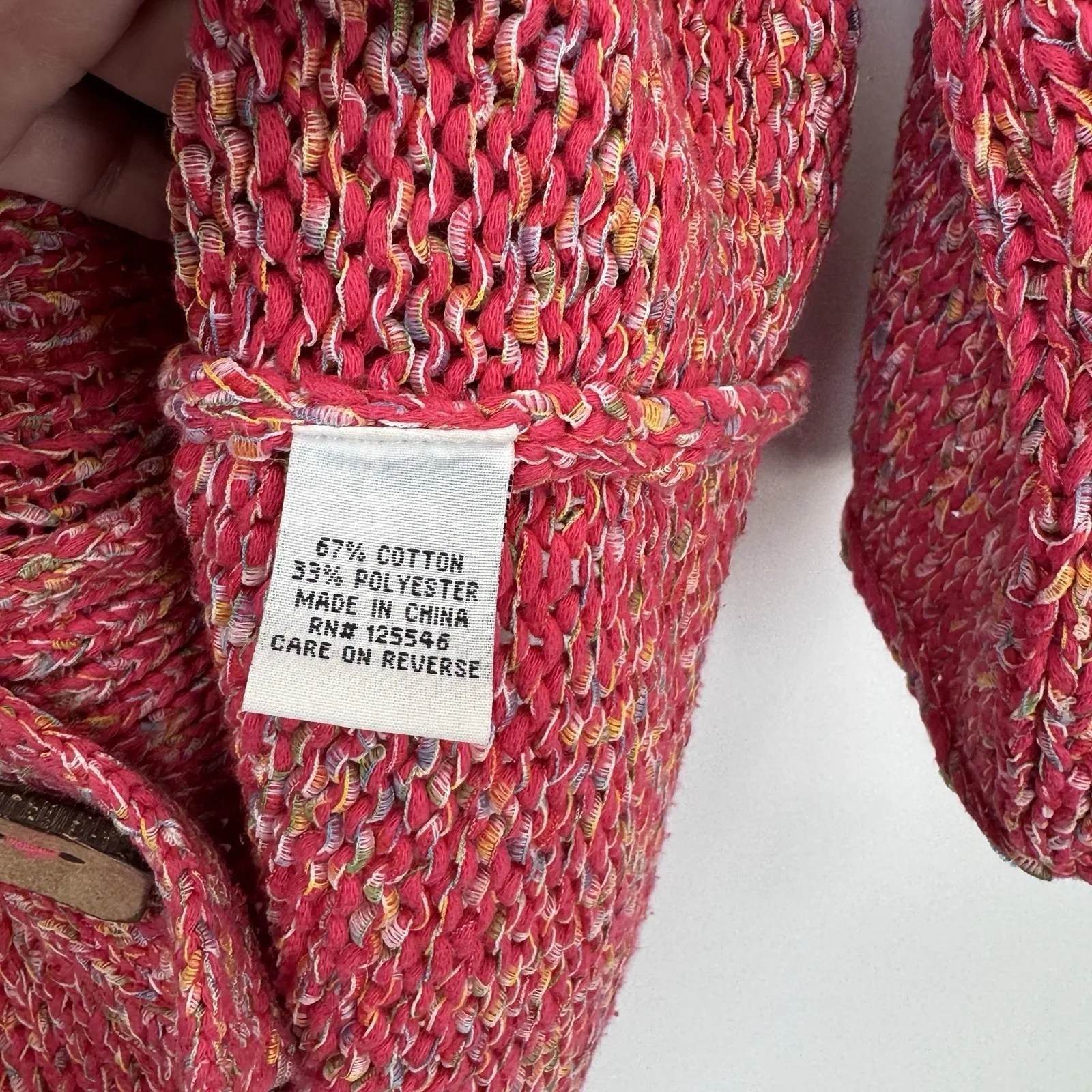 Habitat Cardigan Sweater Womens Small Pink Chunky Button Cotton Blend - Image 7