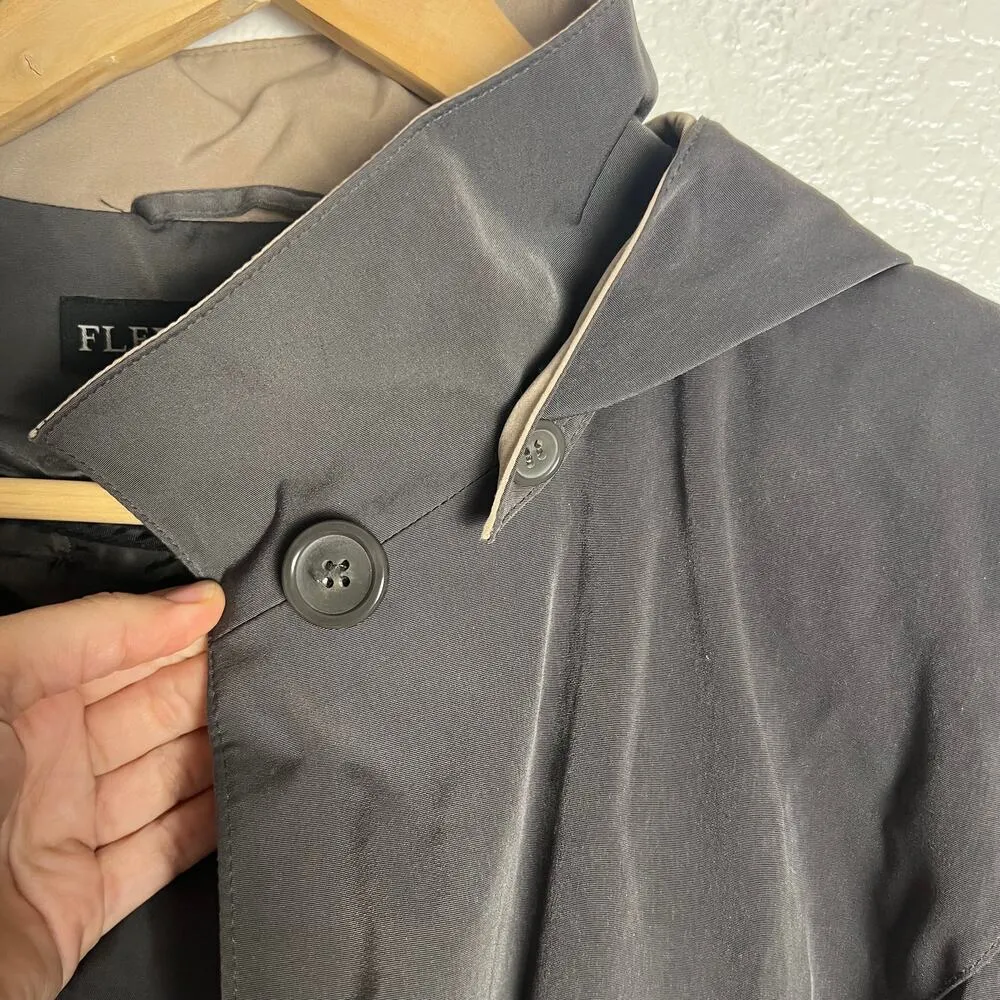 Fleet Street Vintage Women’s Olive Green Long Hooded Trench Rain Coat Size 12P - Image 8