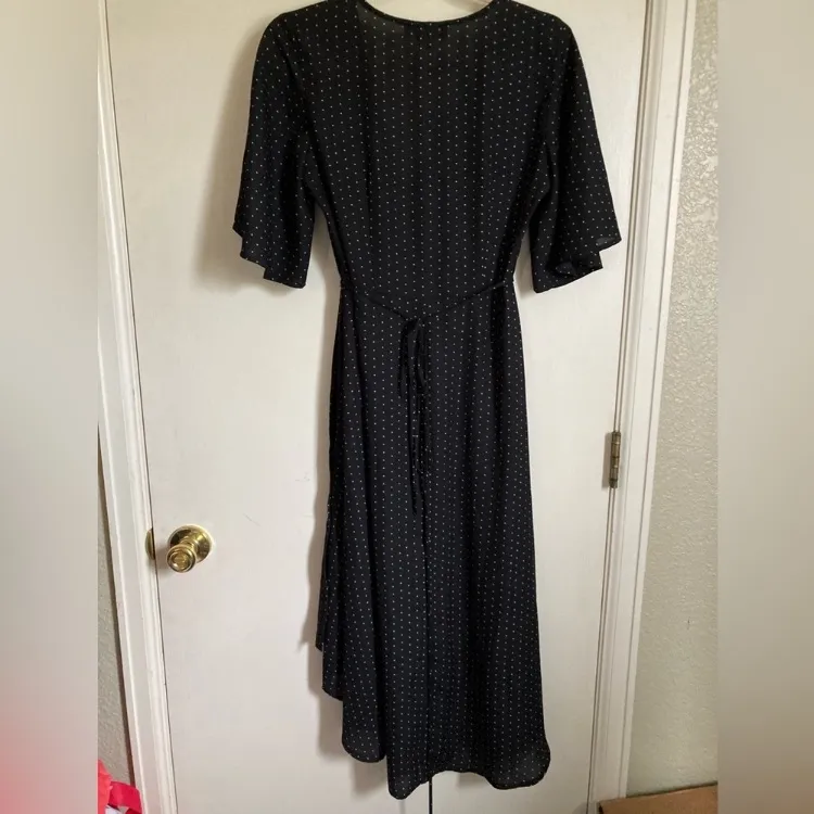 Lulu's Farah Black & White Polka Dot High Low Wrap Midi Dress #Gr - Image 10