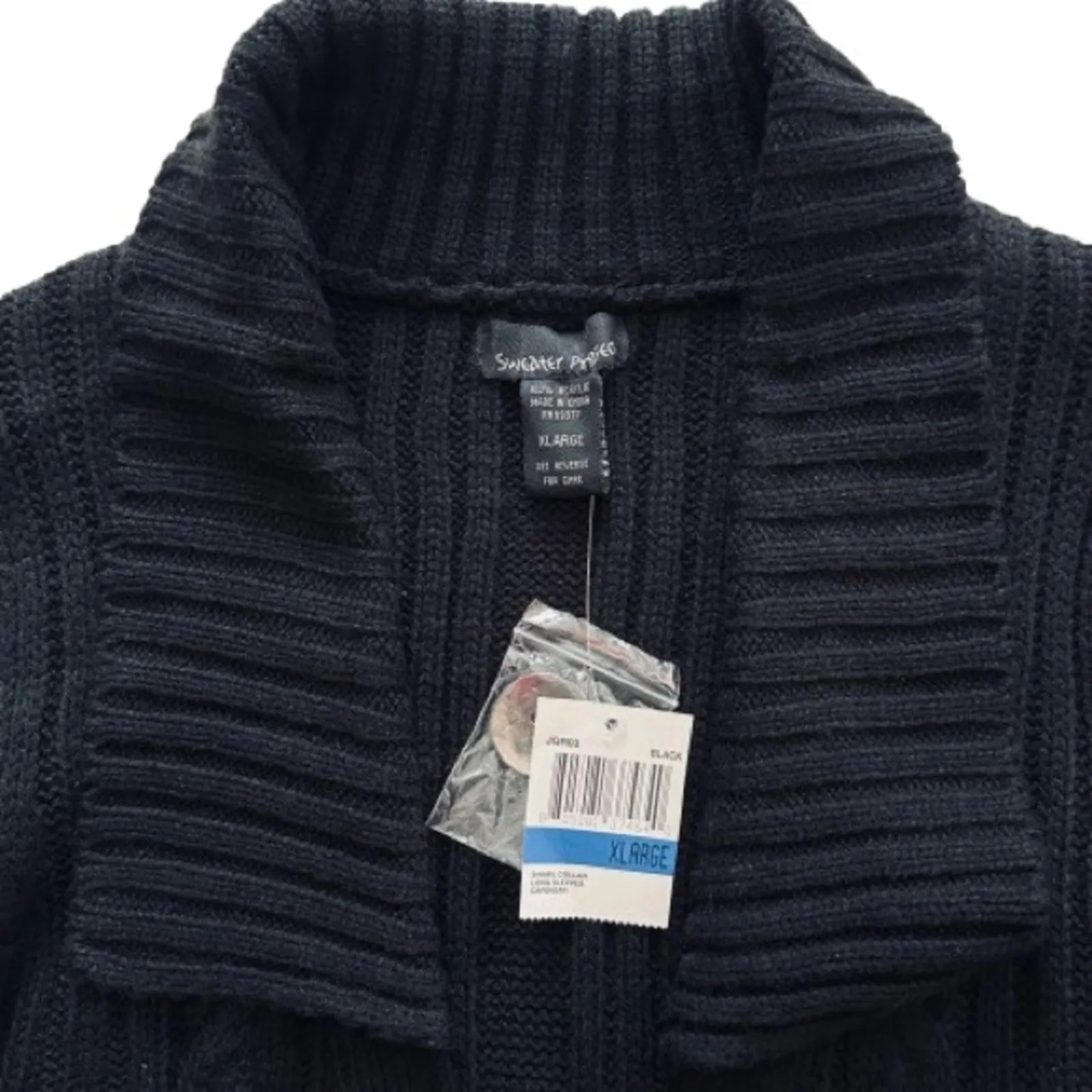 Sweater Project Sweater Black Shawl Collar Crop Cropped Ribbed Cardigan XL NEW - Image 8