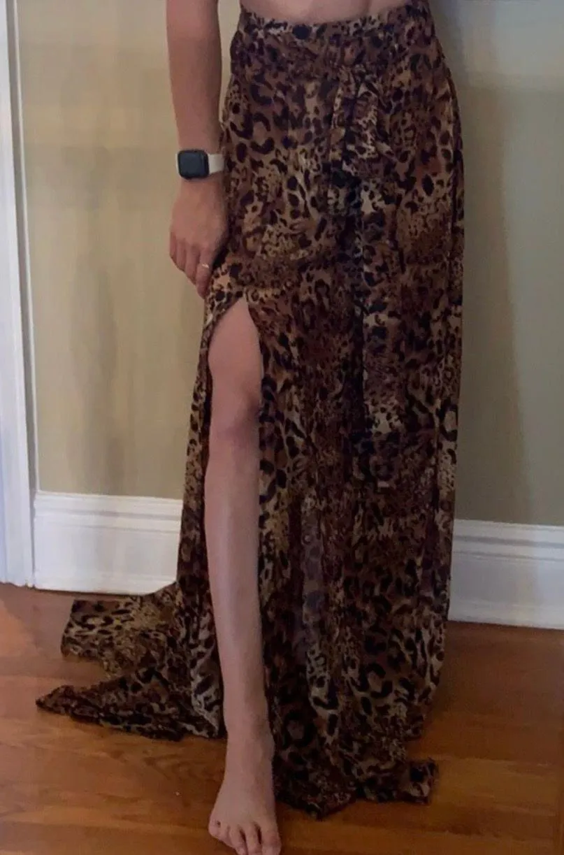 NWT Princess Polly/ Nasty gal leopard animal print chiffon High Waisted maxi skirt - Image 3