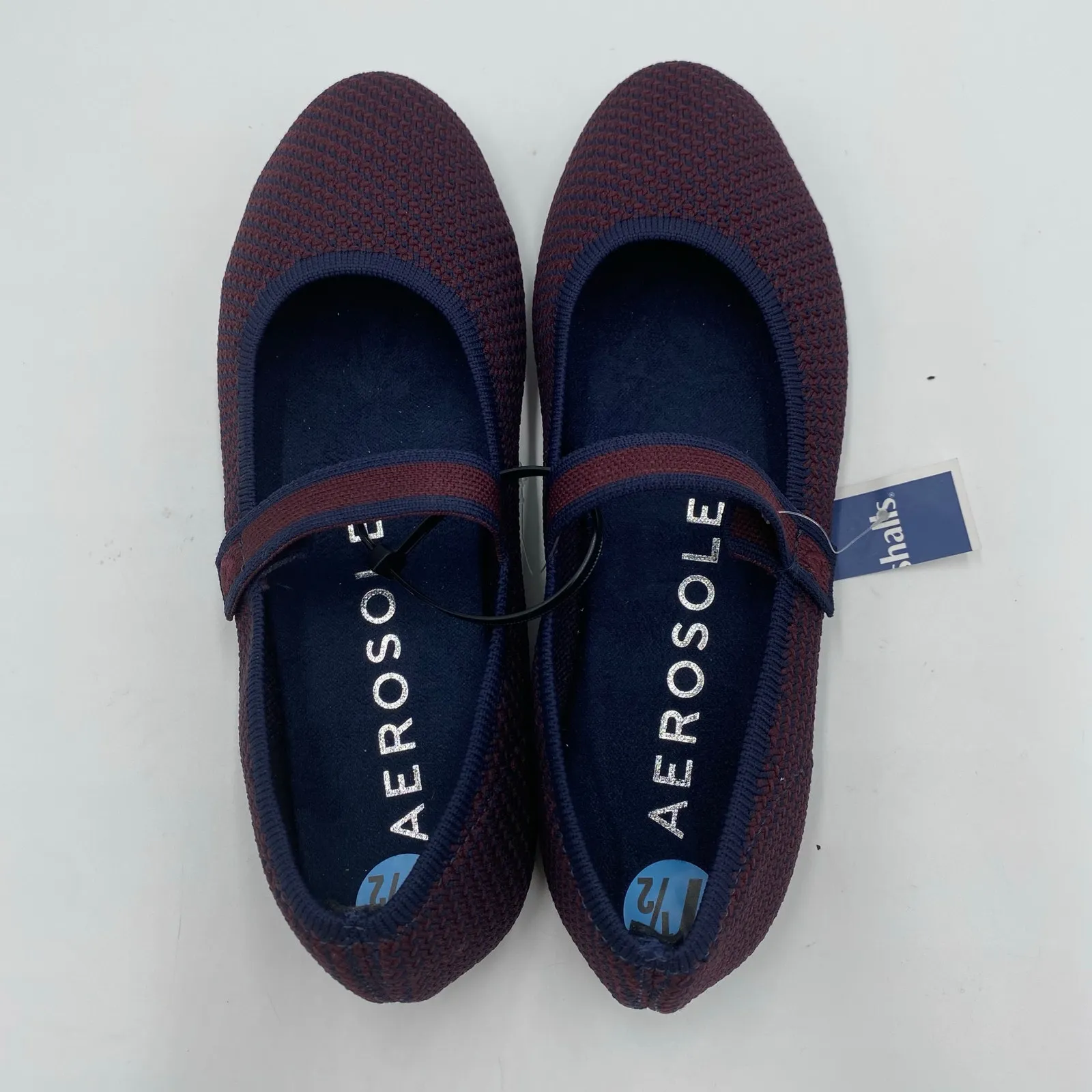 Aerosole Women Maroon & Navy Mary Jane Knit Ballet Flats Size 7.5 NWT - Image 3
