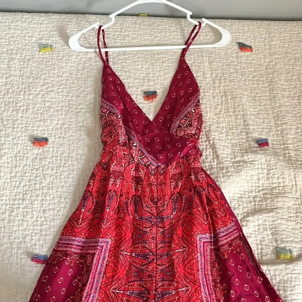 Free People Cabbage Rose Pink Multi Print Jumpsuit Multicolor Size 4 - Image 4