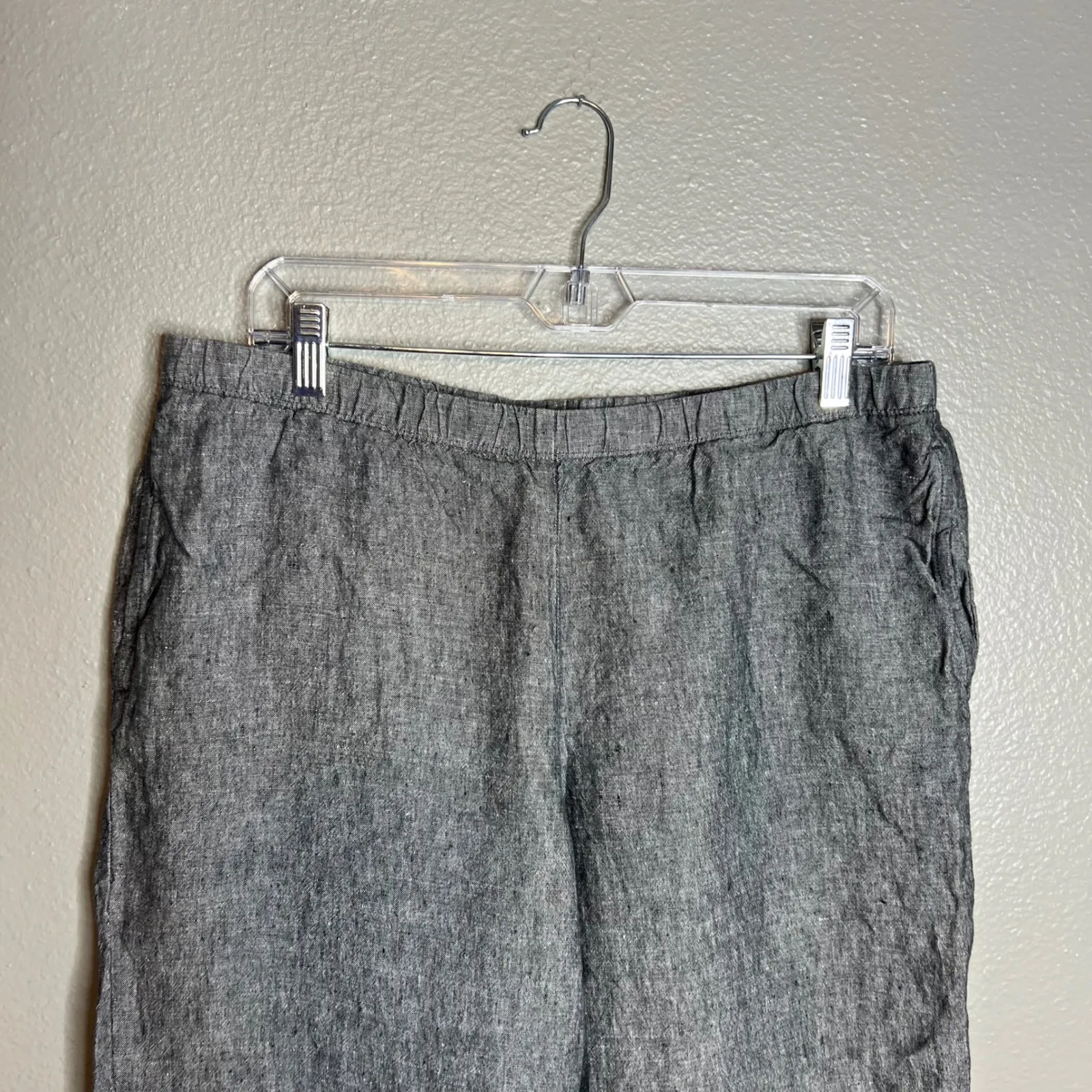 J.Jill Love Linen Cropped Pants Size MP Petite Gray‎ Pull On Casual Lightweight - Image 4