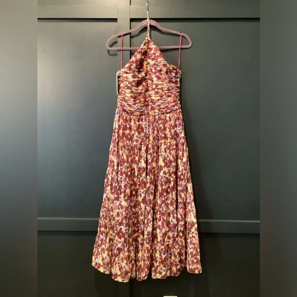 New York khiara cocktail midi Flowy dress sz 4 maroon lavender luster nwt - Image 9