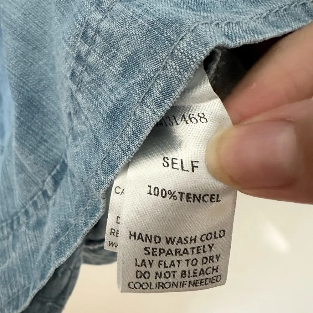 FATE full zip chambray light jacket sweater tencel lightweight size small Blue - Image 5