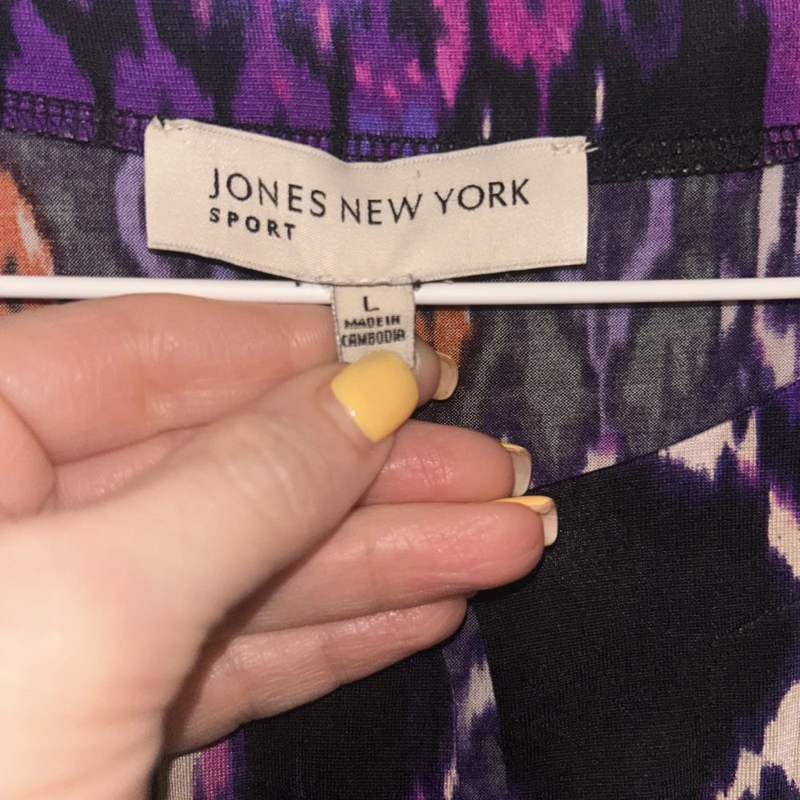 Jones New York Sport Pink Purple & Orange Geometric Print  Top Womens Large - Image 2