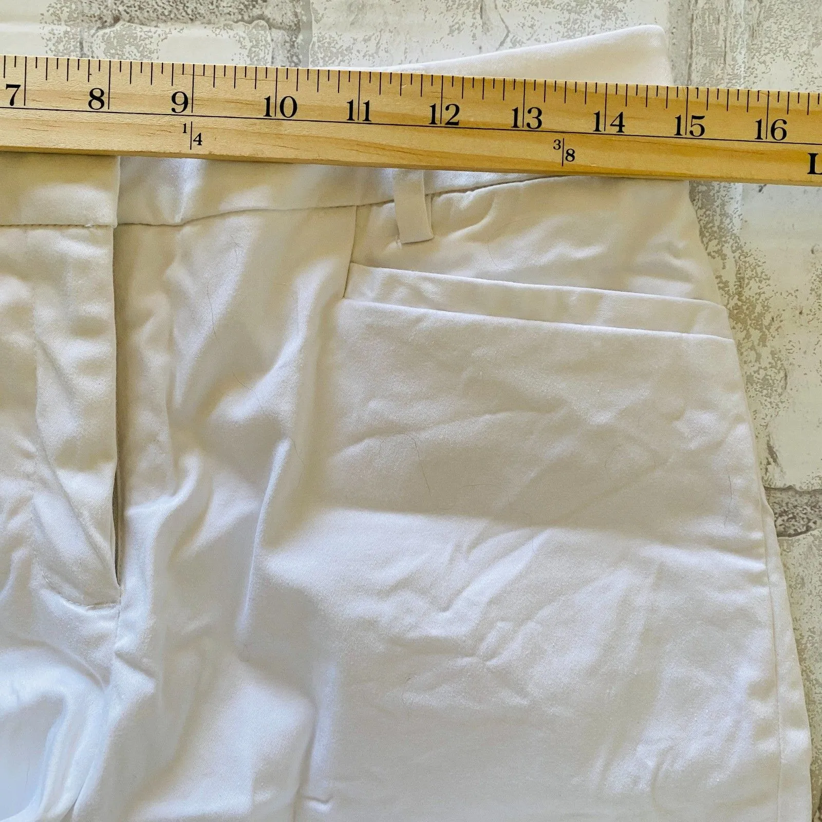 Pendleton Modern White Cotton Stretch High Rise Bermuda Pockets Summer Shorts 6 - Image 5