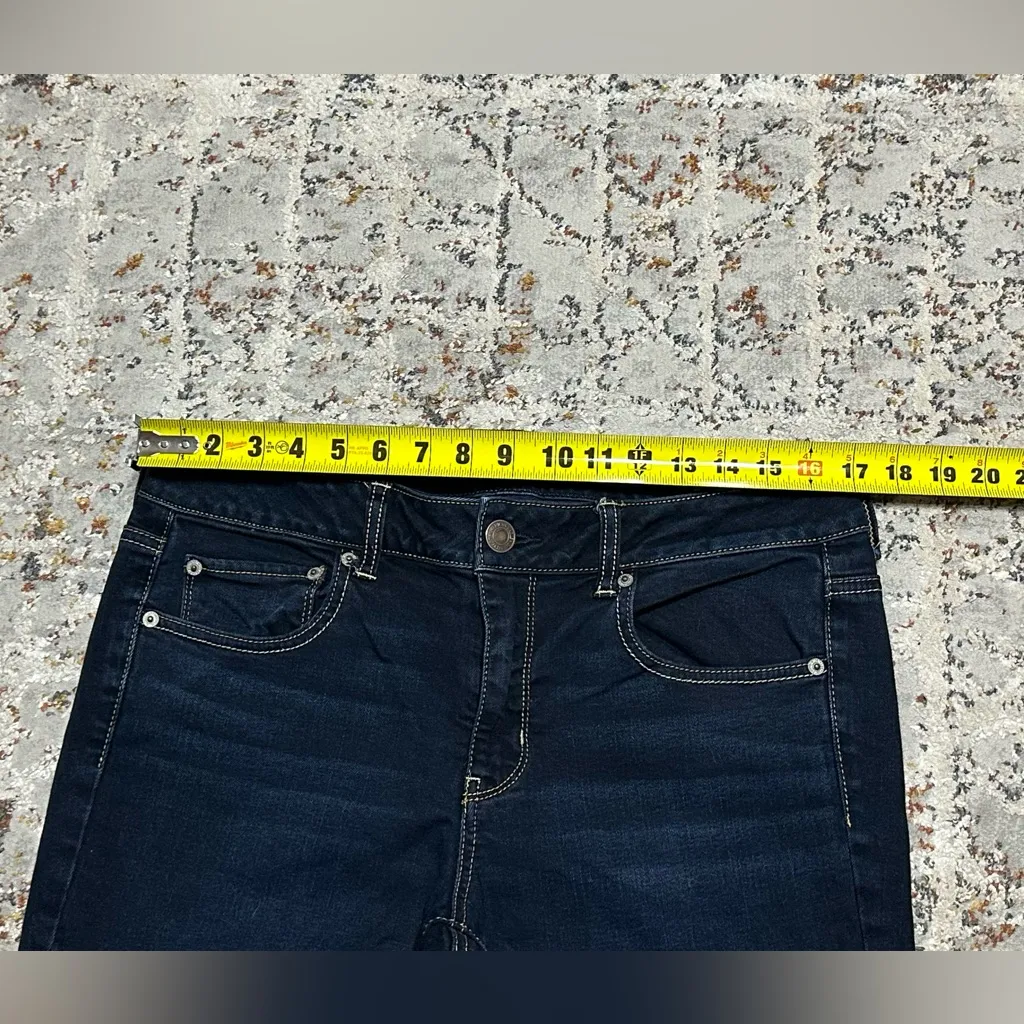 AMERICAN EAGLE Straight leg jeans size 12 long dark wash stretch - Image 5