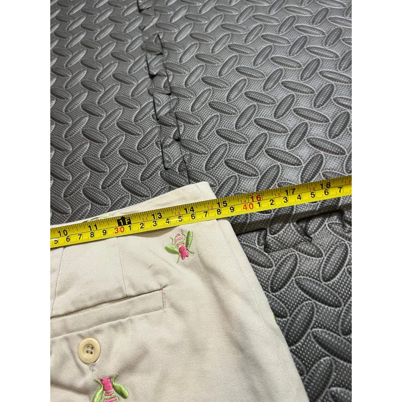 Vintage Lilly Pulitzer‎ Khaki Skirt Green Pink Bee Embroidery Womens Size 4 - Image 8