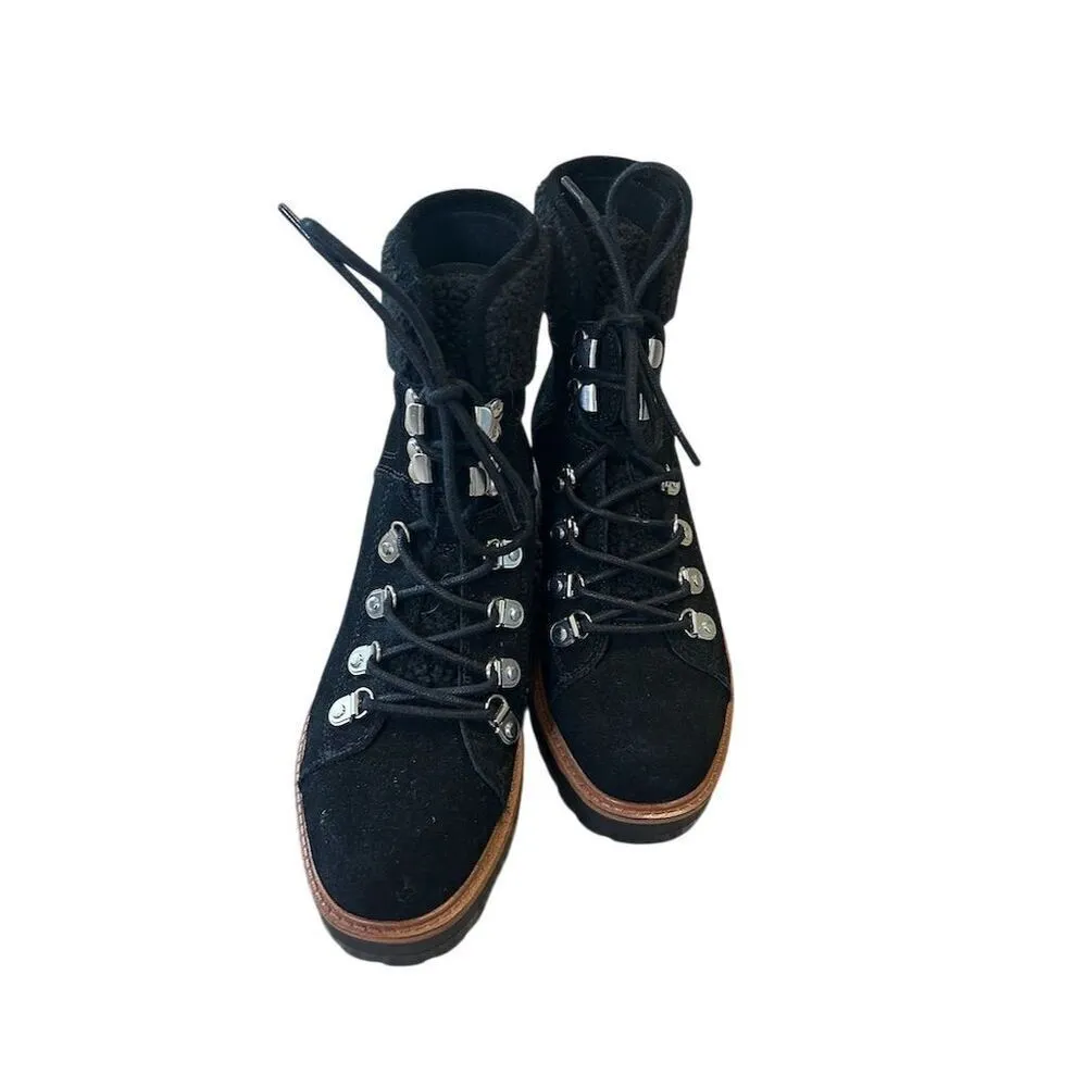 Marc Fisher Women's Combat Boots Black Suede Size 6.5 Lace Up - Image 2