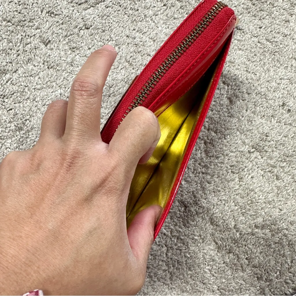 Kate Spade Women’s Red Patent Leather Zip Around Wallet - Image 8