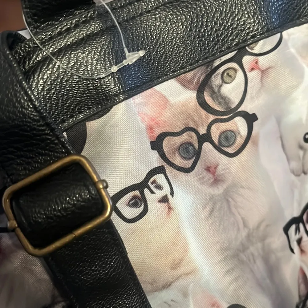 NWOT Brooklyn Bound backpack CATS with mustaches and glasses! - Image 12