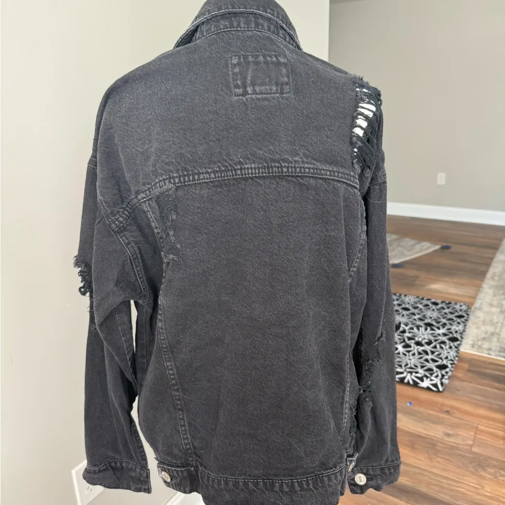 Forever 21 | Charcoal Denim destroyed style denim jacket - Image 7