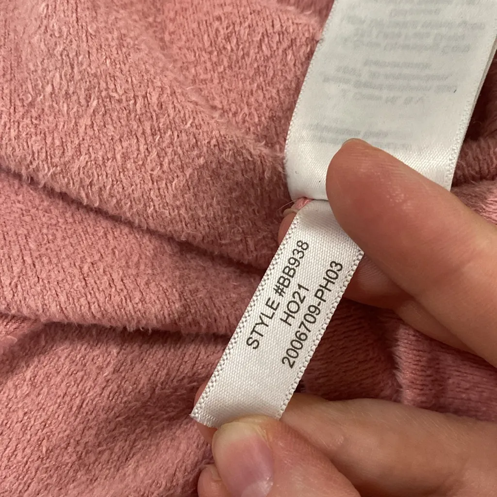 J Crew Factory light pink velour drawstring tie hoodie size S - Image 13