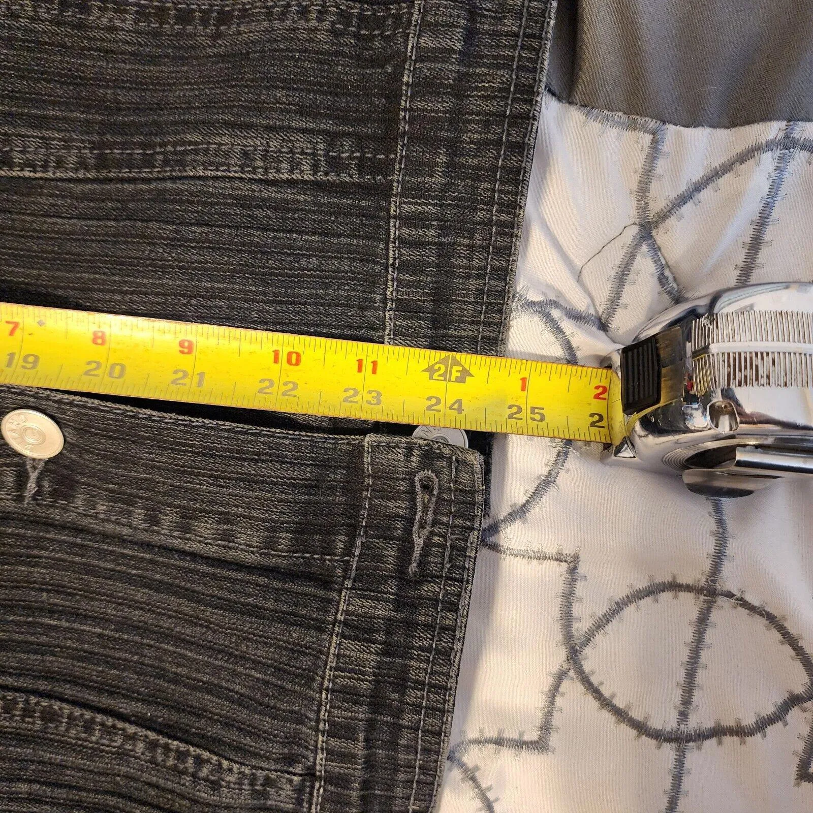 VTG 80s Black Gitano Jean Jacket 16W Denim Button Front Streetwear Size 16 - Image 8