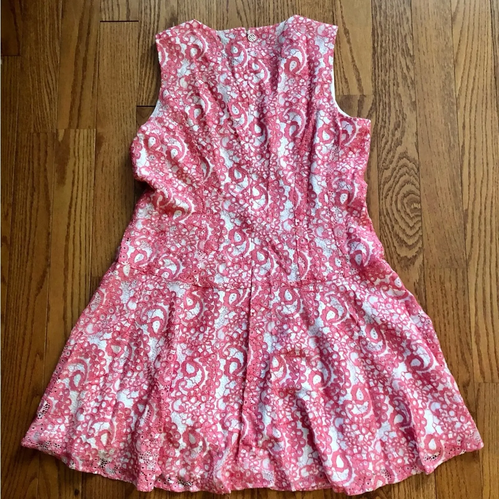 TOMMY HILFIGER Lace Sleeveless Lined Pink White A-Line Dress Women’s Size 18 - Image 12