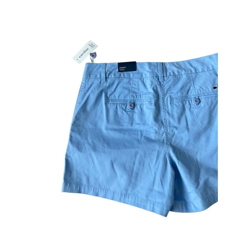 CROWN & IVY Caroline Blue Cotton Blend Shorts Size 8 NEW - Image 6