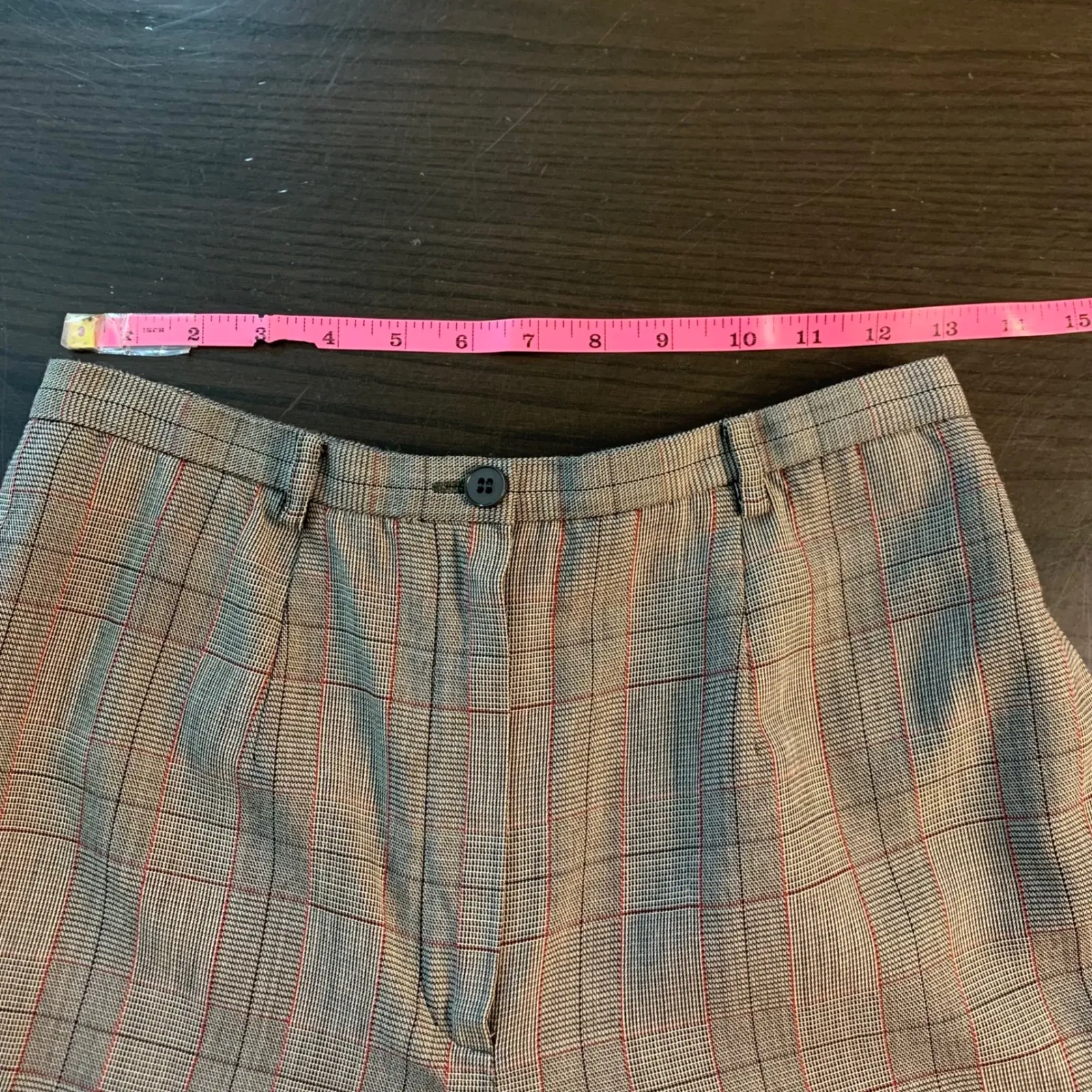 VTG CARLISLE Plaid Wool Blend Retro Trouser 8 Gray Red Classic Career Pants READ - Image 5