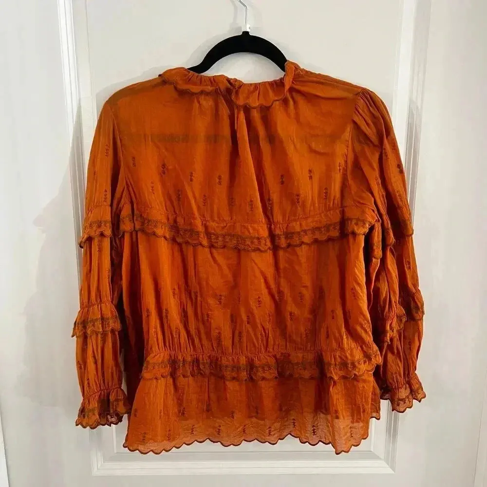Isabel Marant Etoile Loxley Blouse Size 36 Color Orange - Image 6