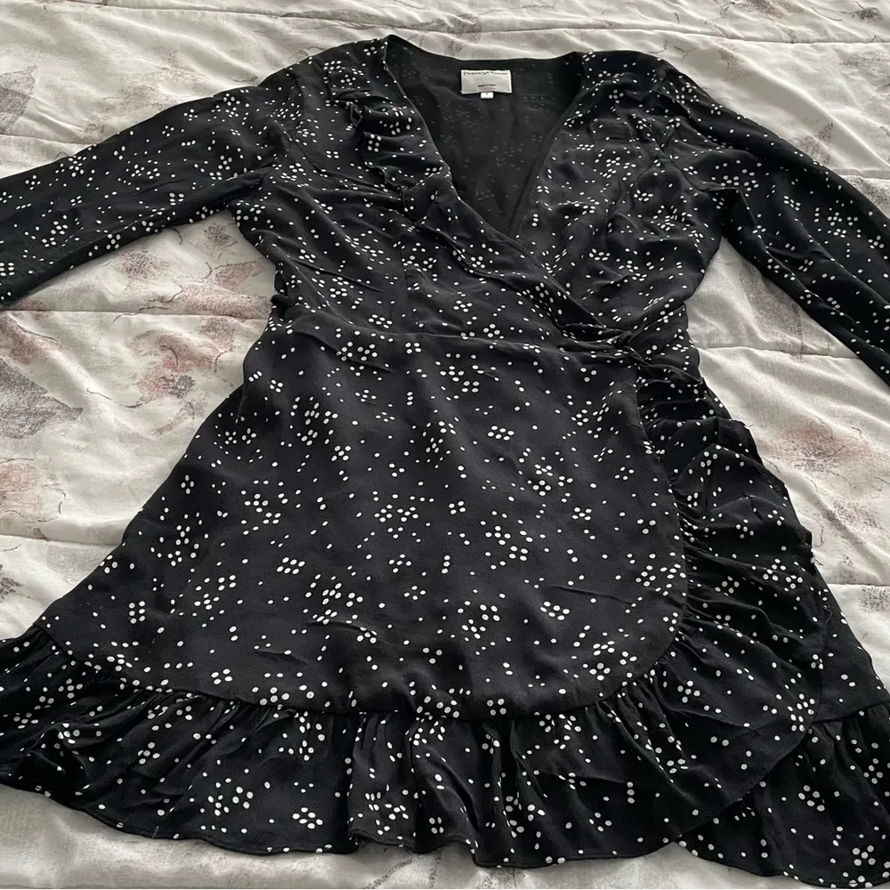 Privacy Please Revolve wrap black polka dots long sleeve mini dress, size S boho - Image 5