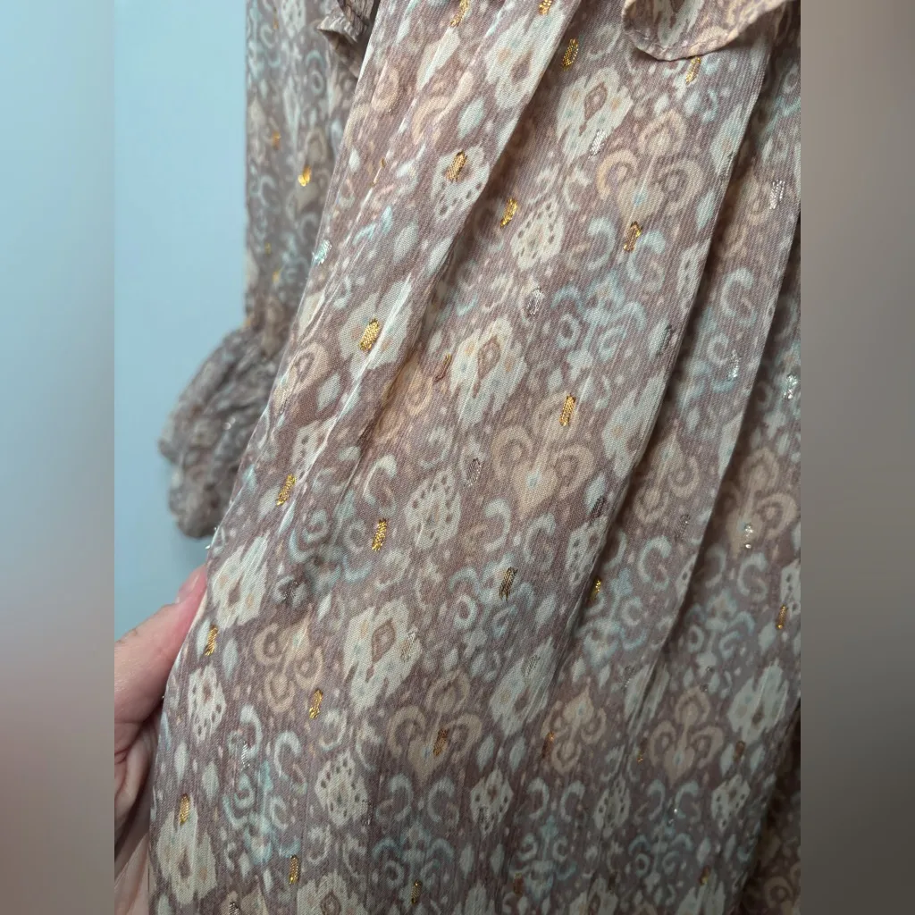 Anthropologie‎ Moon River Peasant Ruffle Long Sleeve Tired Maxi Dress Sz XS - Image 7