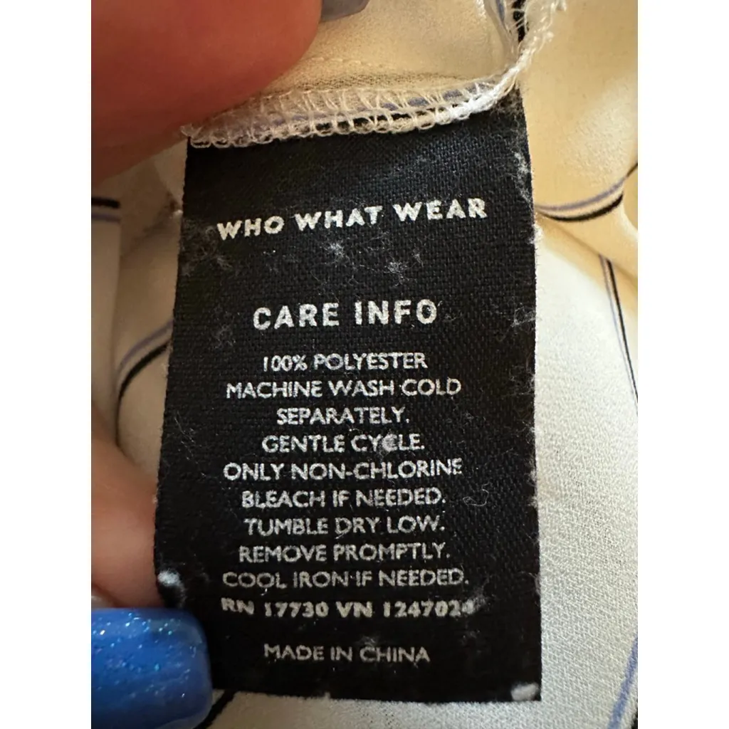 WHO WHAT WEAR Blouse XXL White Black Striped Sleeveless - Image 6