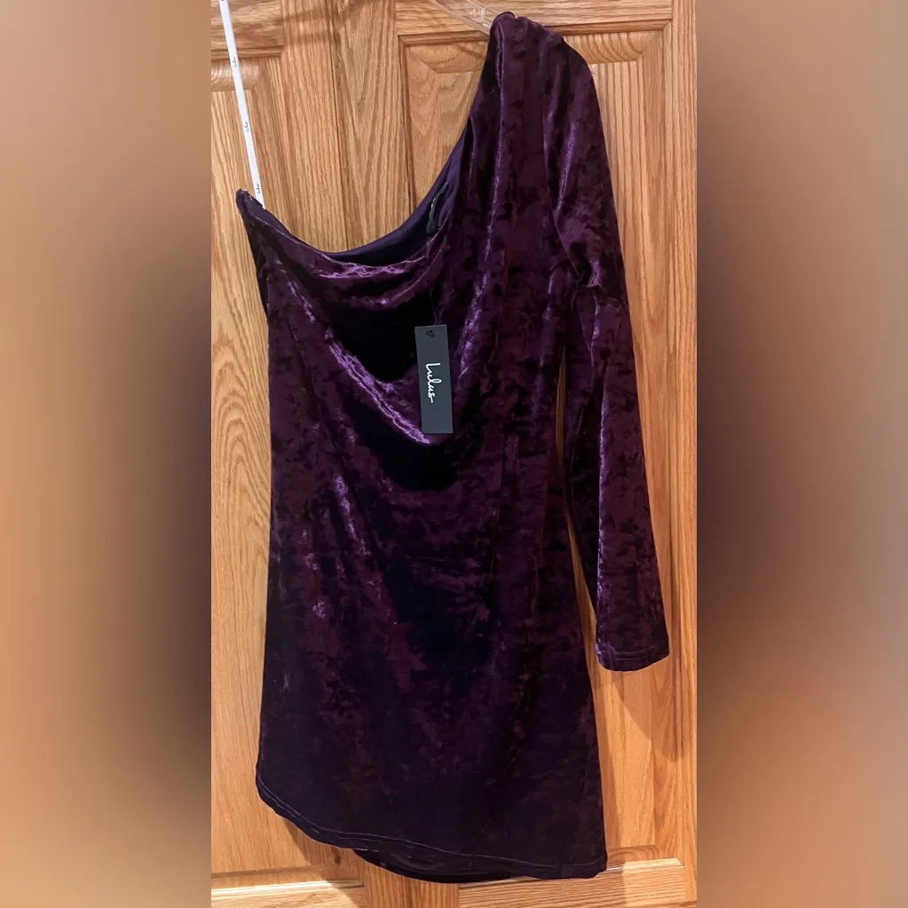 Lulus Muse Moment Crushed Velvet One-Shoulder Mini Dress Purple Size XL - Image 9