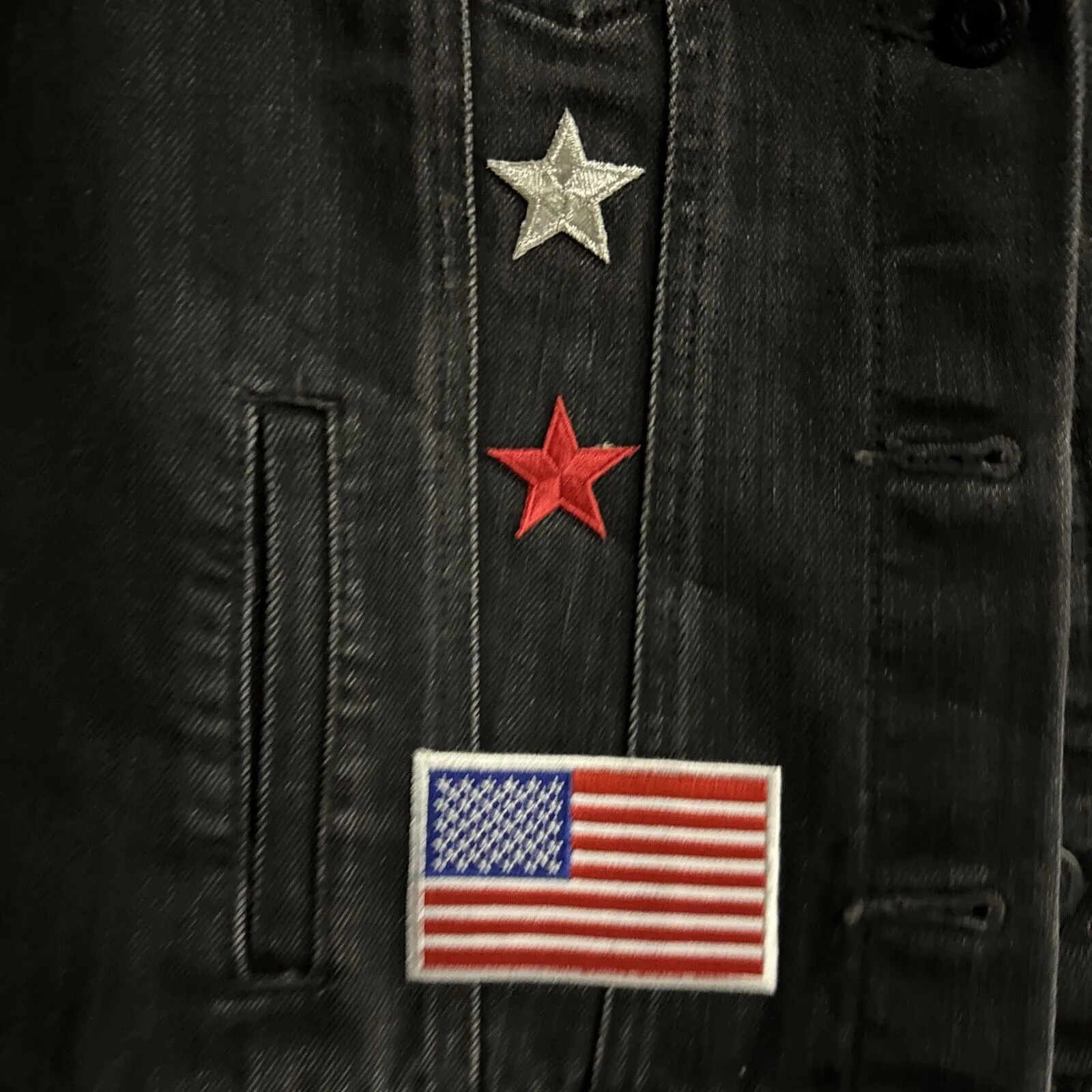 Custom Old Navy DETROiT RED WINGS Black Jean Jacket Women’s Size M Medium Denim - Image 4