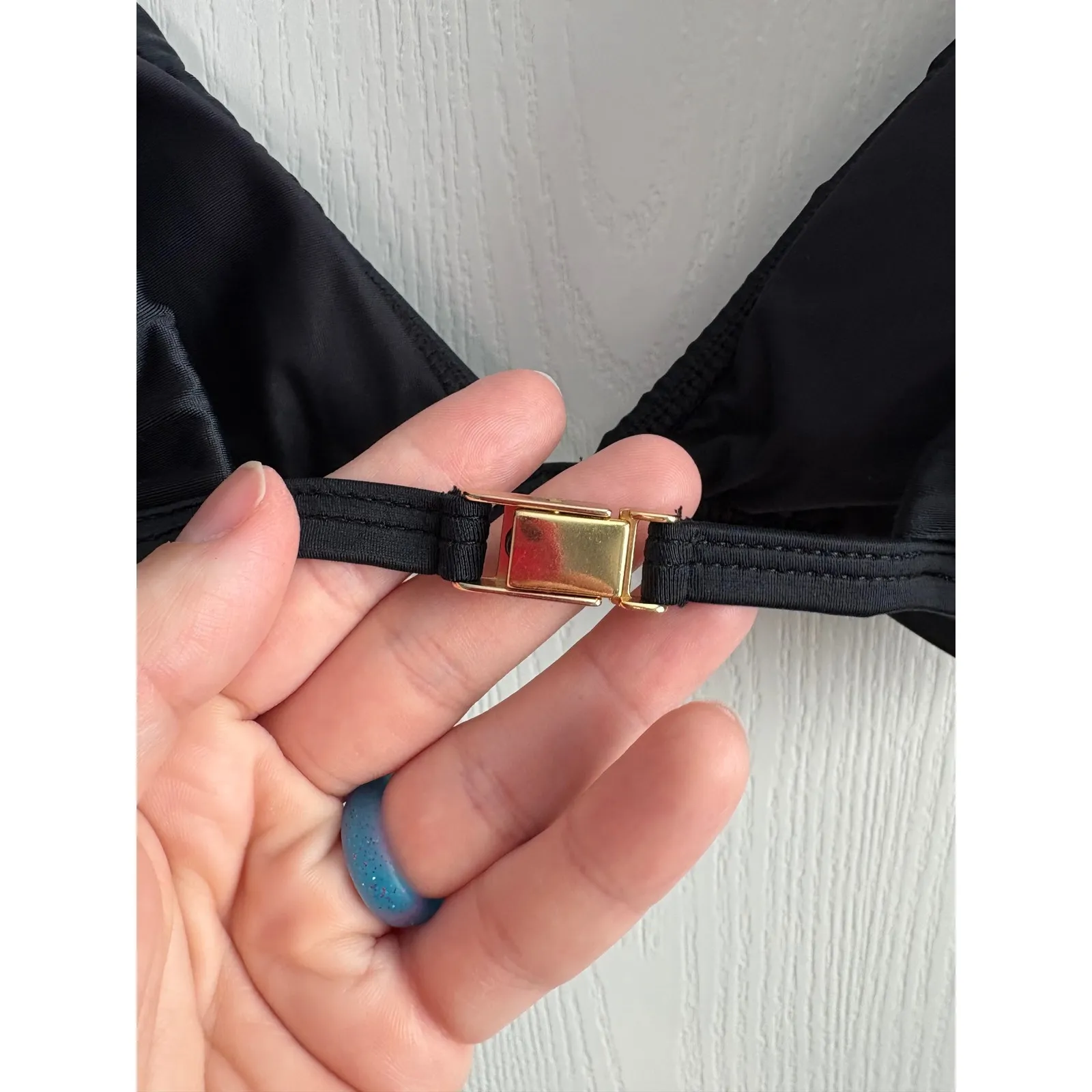 Vix Paula Hermanny Liz Bikini Top Black Size Med Gold Hardware Ruffle Lux Swim - Image 5