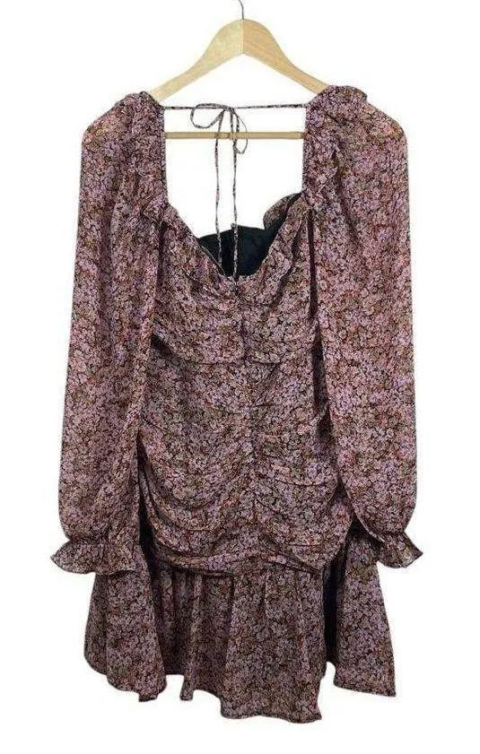 NWOT ASTR The Label Carmella Floral Ruched Mini Dress in Purple Multi Size L - Image 13