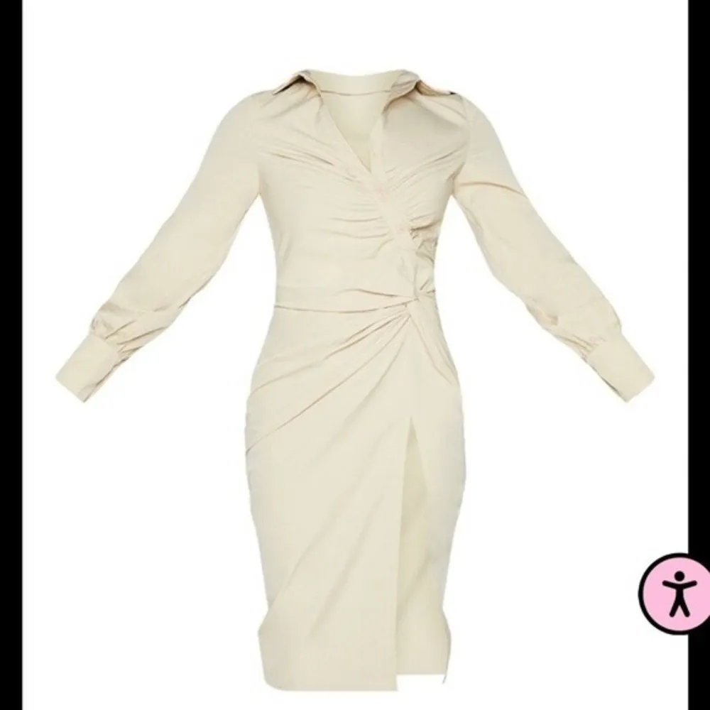 Stone Asymmetric Button Knot Detail Shirt Dress - Image 5