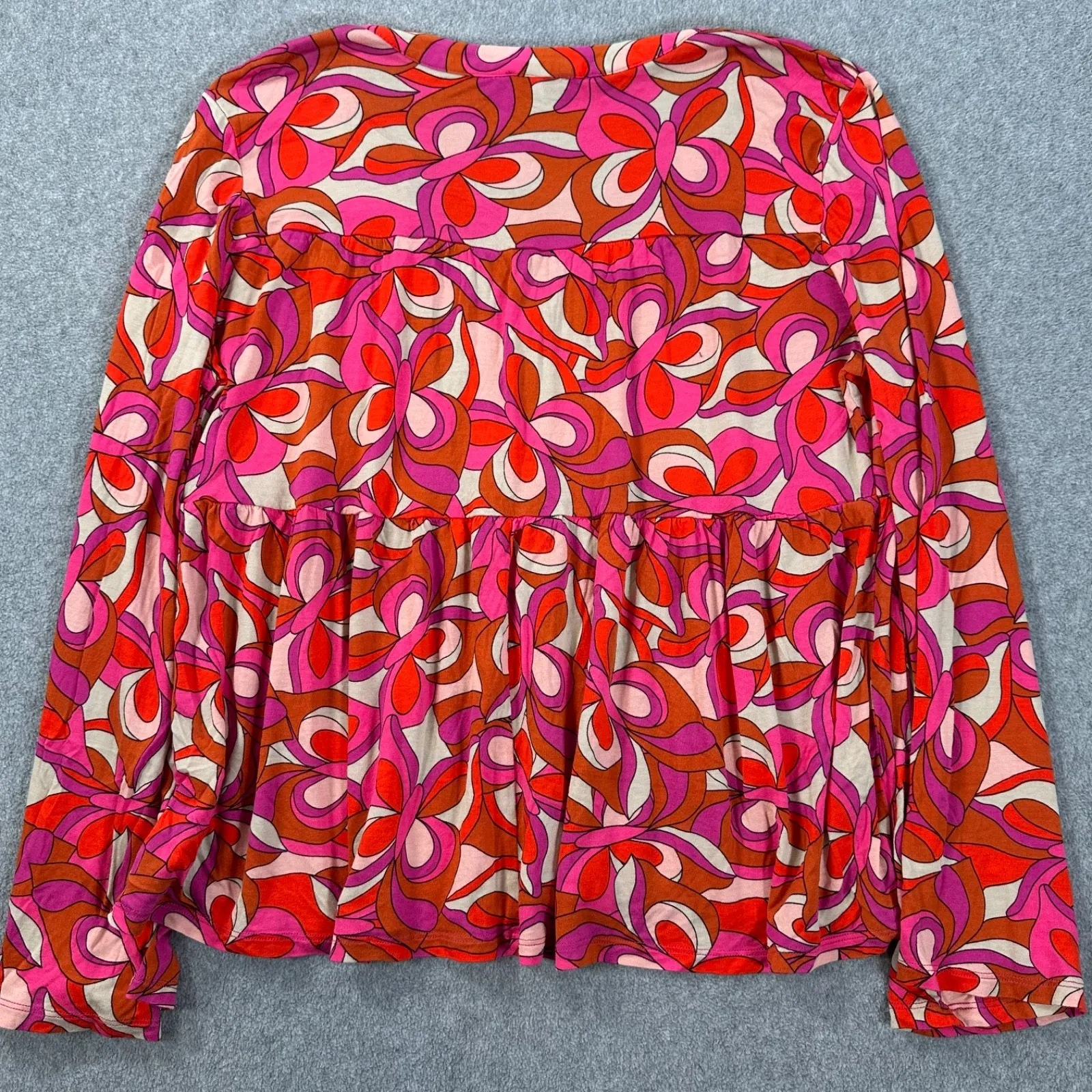 Lascana for Venus Retro Print Bell Sleeve Babydoll Blouse Women's 8/10 V - Image 10