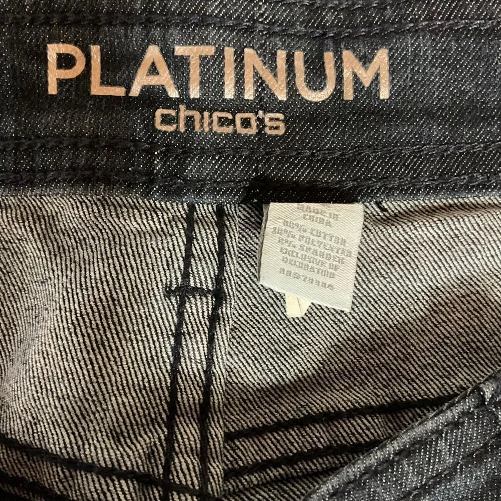 Chico's Platinum Embellished Denim Cropped Jeans Size‎ 12 Large Blue Dark Wash - Image 11