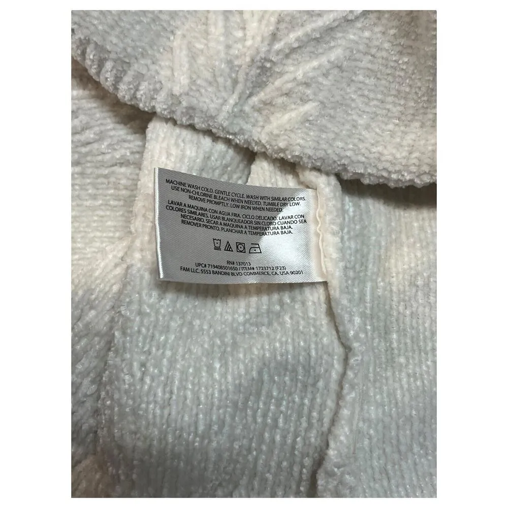 Orvis Sweater Womens XL Chenille Soft Long Sleeve Cable Knit Long Sleeve Ivory - Image 7