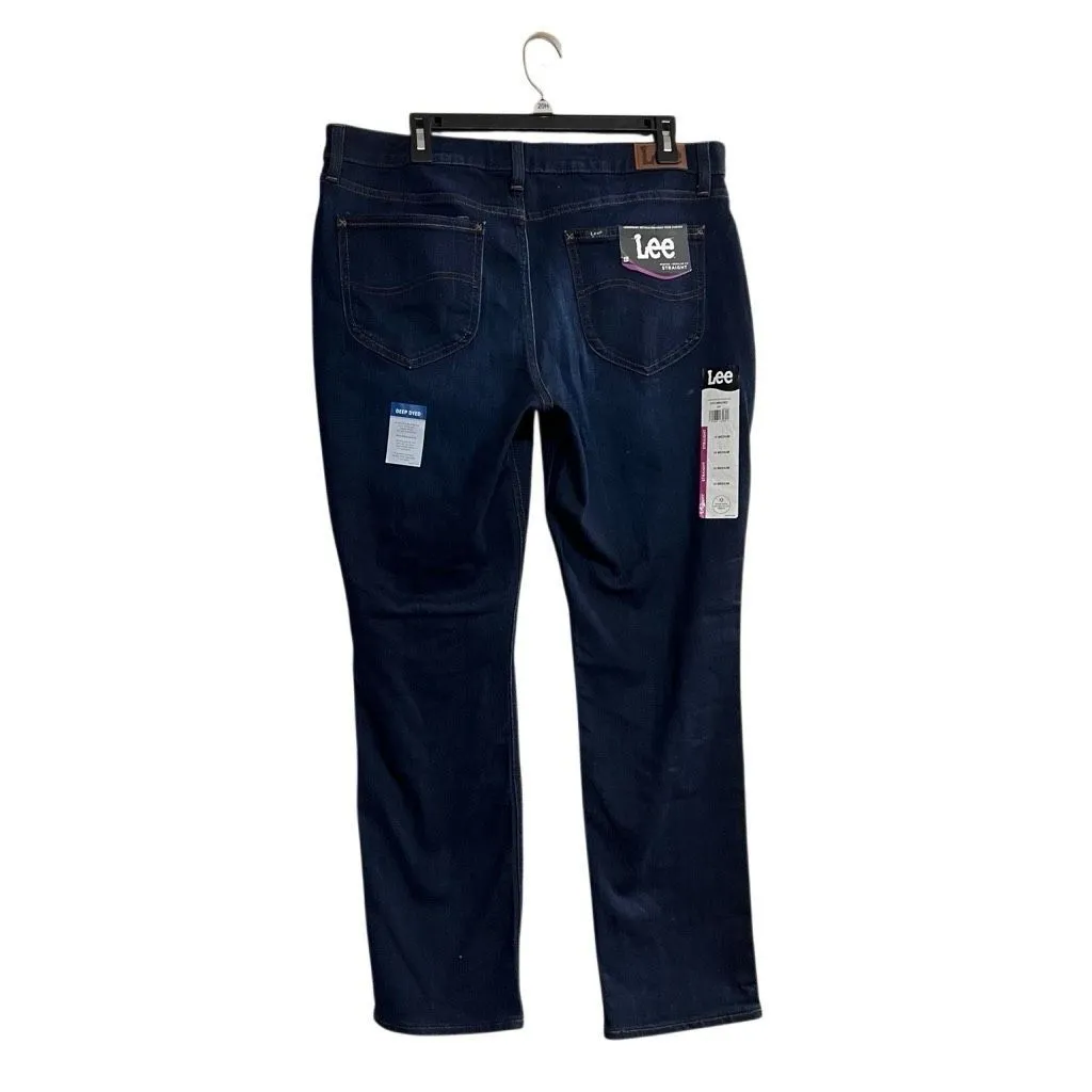 LEE Women’s MidRise Regular Fit Straight Dark Wash Jeans Blue 16 M NEW Inseam 29 - Image 2