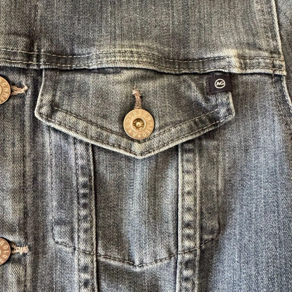 AG Adriano Goldschmied Classic Dark Blue  Stretchy Jeans Denim Jacket SZ S#2524 - Image 8