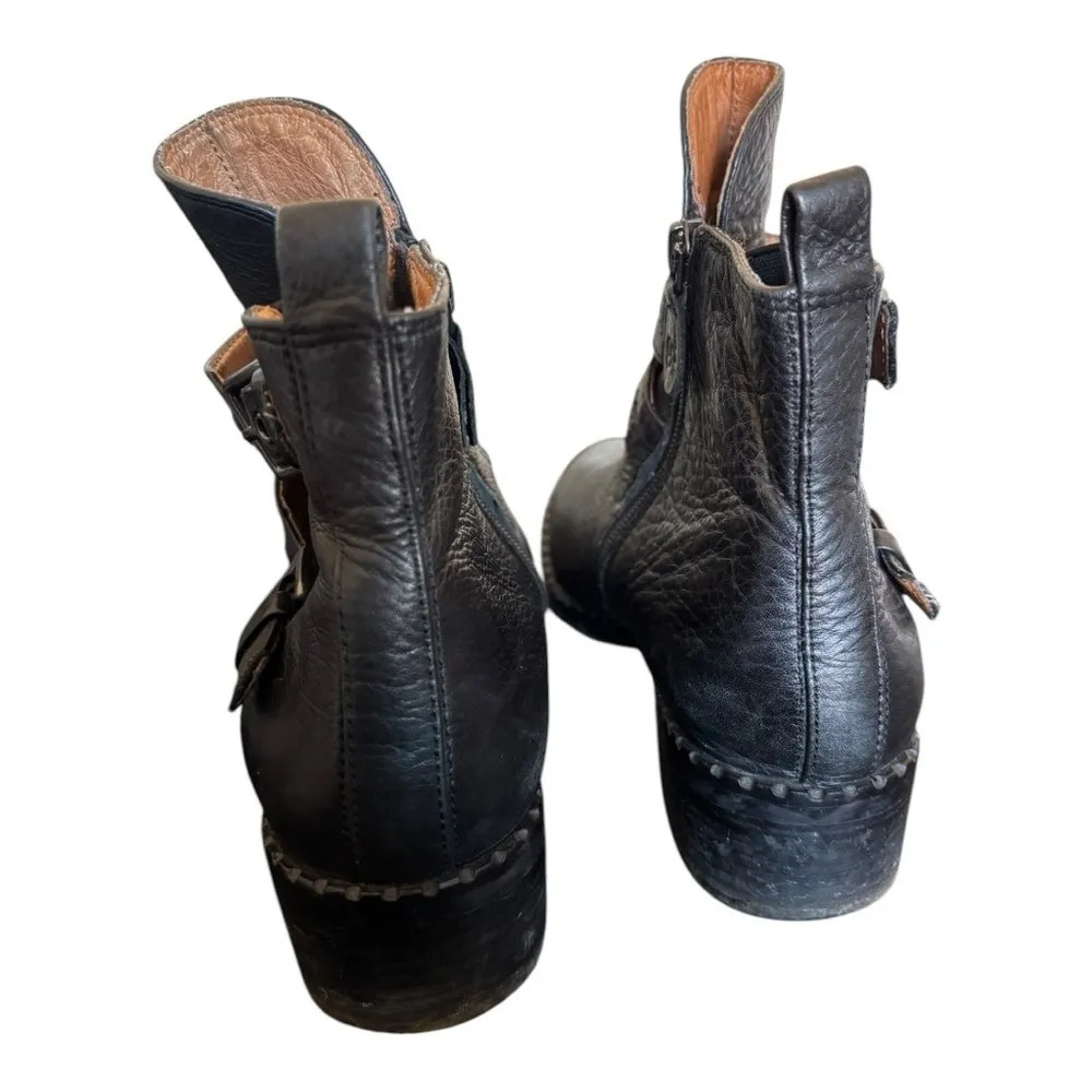 Gentle Soul Barnaby Leather Zip Buckle Bootie Size 6.5M Western Cowboy Black - Image 3