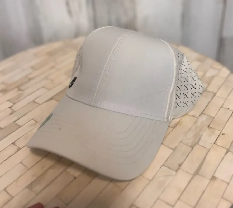 Gaiam White Laser Cut Athletic Hat Women’s OS Adjustable Activewear Running Yoga - Image 1